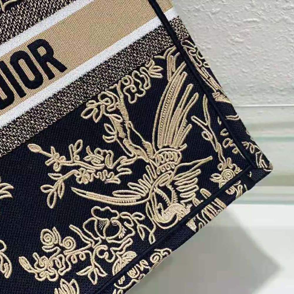 TÚI Christian Dior Black Dior Jardin D’Hiver Embroidered Cotton with Velvet and Metallic Thread