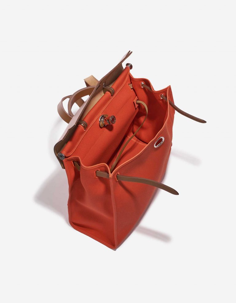 TÚI Hermès Herbag 39 Vache Hunter Toile Militaire Capucine Fauve