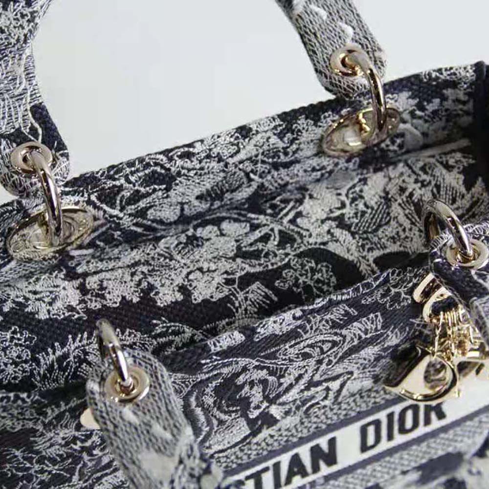TÚI Dior Women Medium Lady D-lite Bag Blue Toile de Jouy Reverse Embroidery