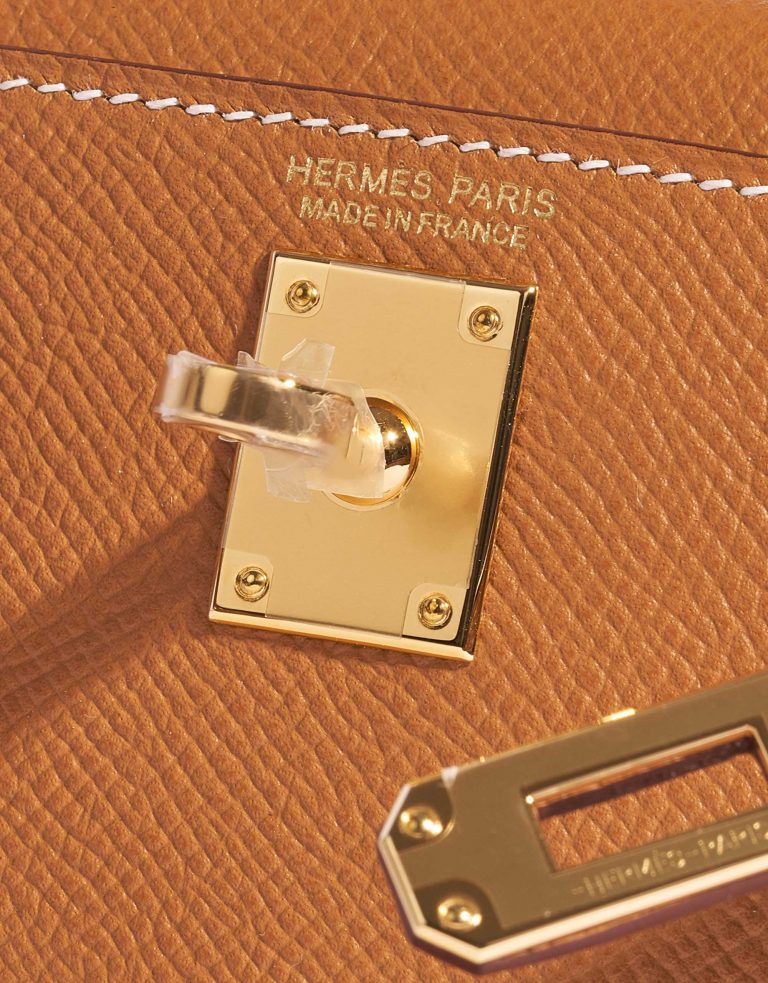 TÚI Hermès Kelly Mini Epsom Gold Gold Buckle khóa trắng
