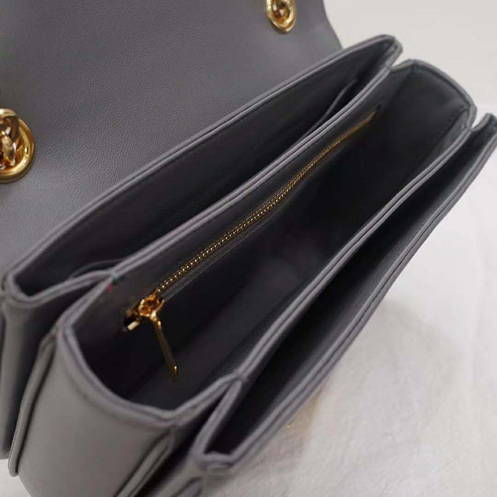 TÚI Celine Women Medium C Bag in Shiny Calfskin Leather-Grey