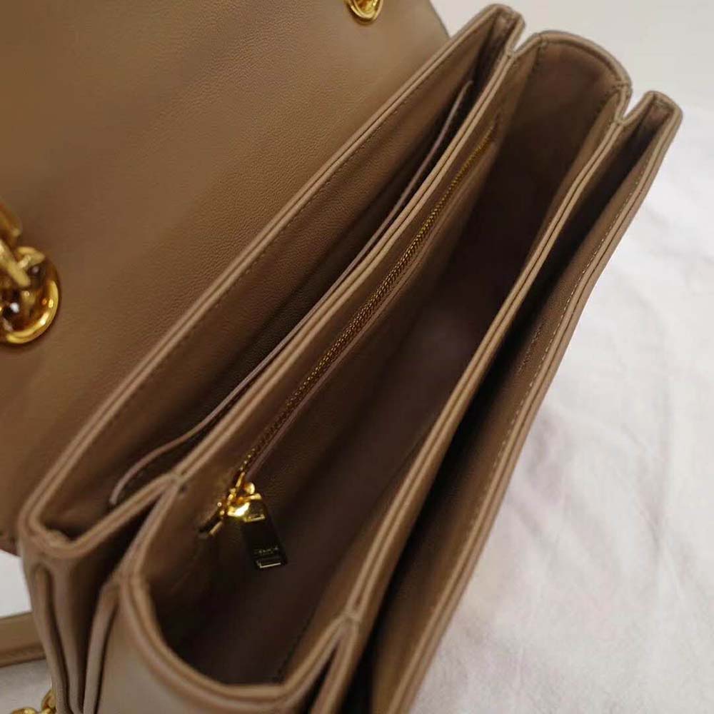 TÚI Celine Women Medium C Bag in Shiny Calfskin Leather-Sandy