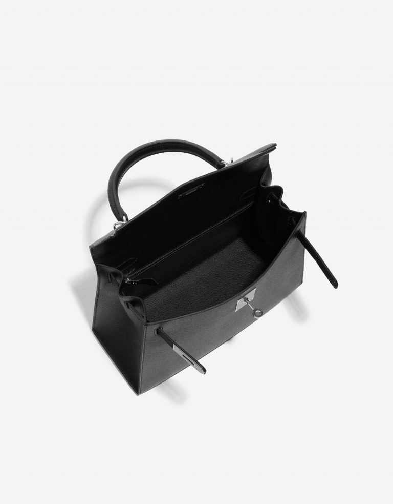 TÚI Hermès Kelly 28 Epsom Black Silver Buckle khóa trắng Epsom