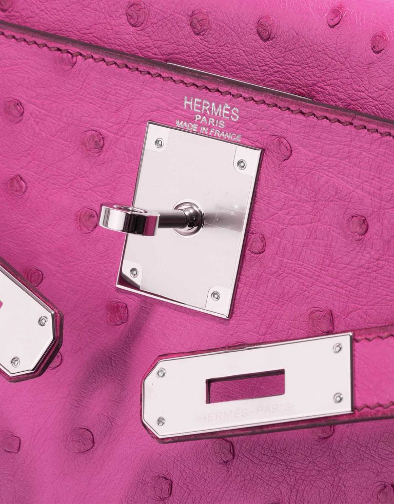 TÚI Hermès Kelly 28 Ostrich Fuchsia Silver Buckle khóa trắng da đà điểu