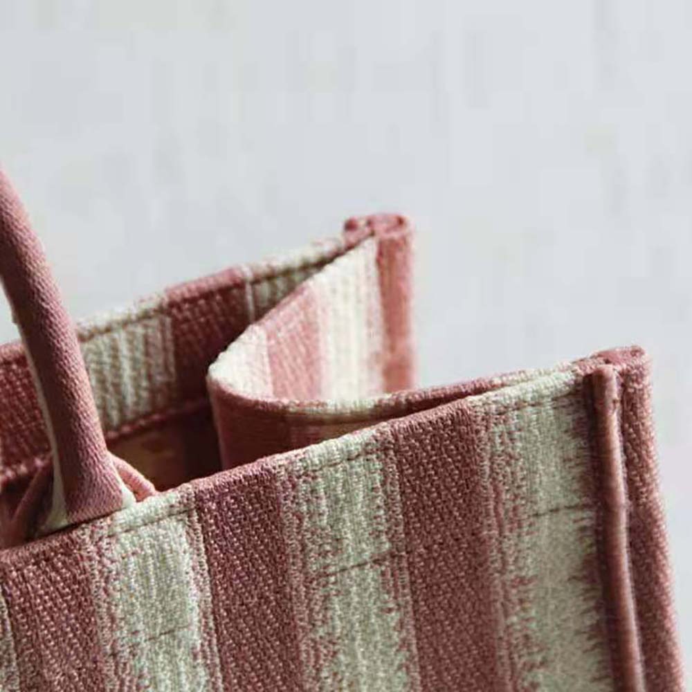 TÚI Dior Women Dior Book Tote Pink D-Stripes Embroidery
