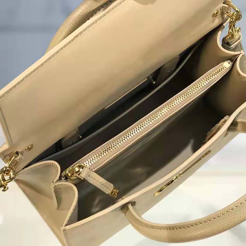 TÚI Dior Women Medium ST Honore Tote Latte Grained Calfskin-Sandy