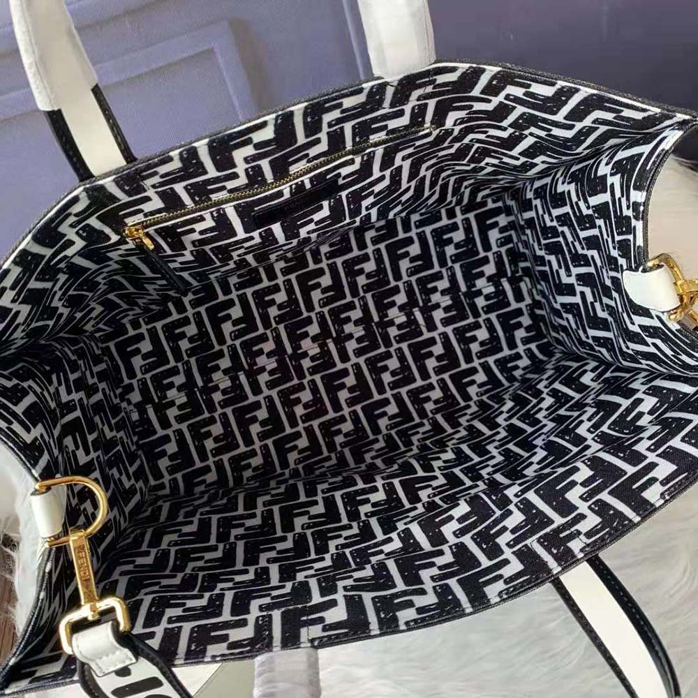 TÚI Fendi Shopper White Glazed Canvas Bag