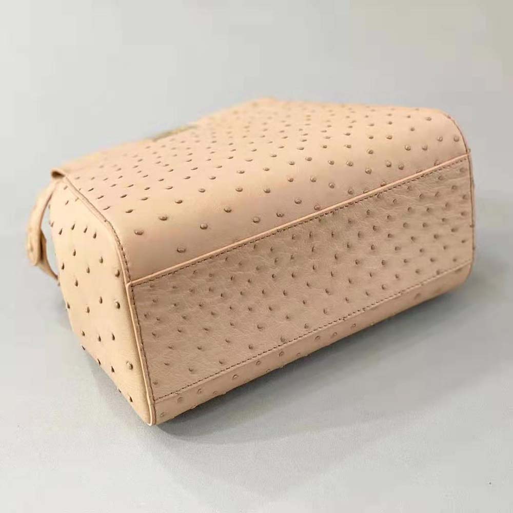 TÚI Fendi Women Peekaboo Iconic Mini Brown Ostrich Bag
