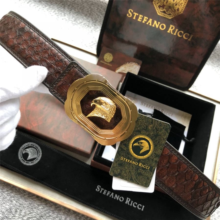 DÂY LƯNG STEFANO RICCI PYTHON LEATHER DA TRĂN Belt Khóa bạc