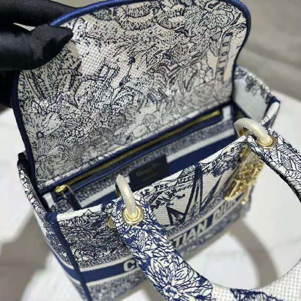 TÚI Christian Dior Lady D-lite Bag Blue Multicolor Rêve D’Infini Embroidery