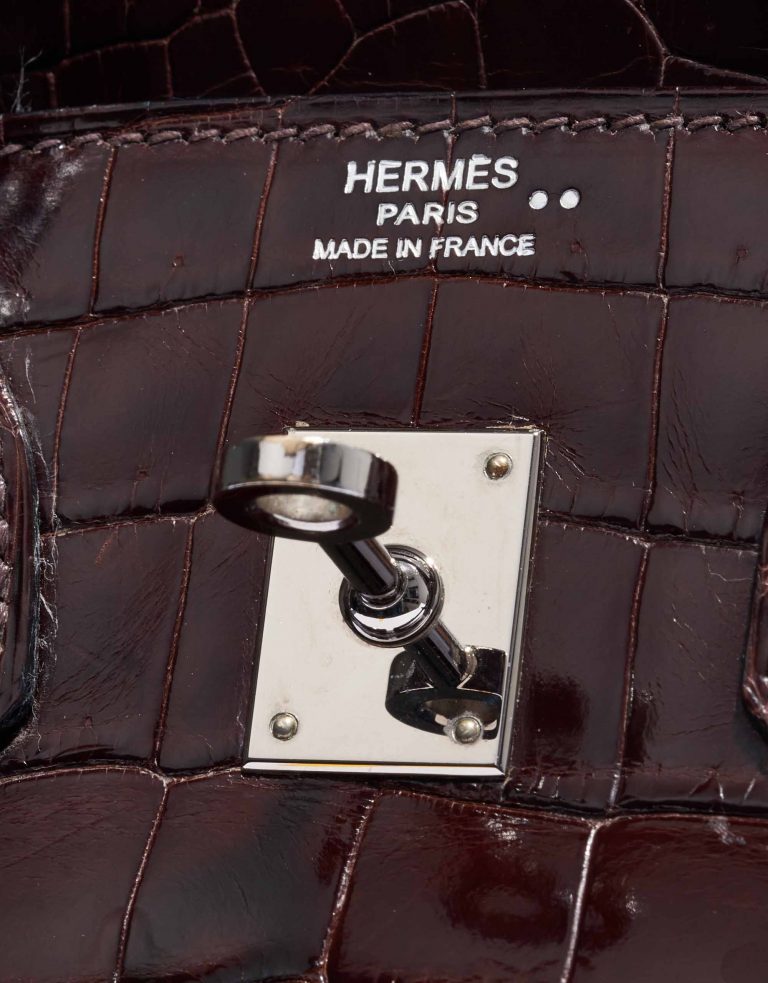 TÚI Hermès Birkin 25 Crocodile Niloticus Cocoan Silver Buckle khóa trắng
