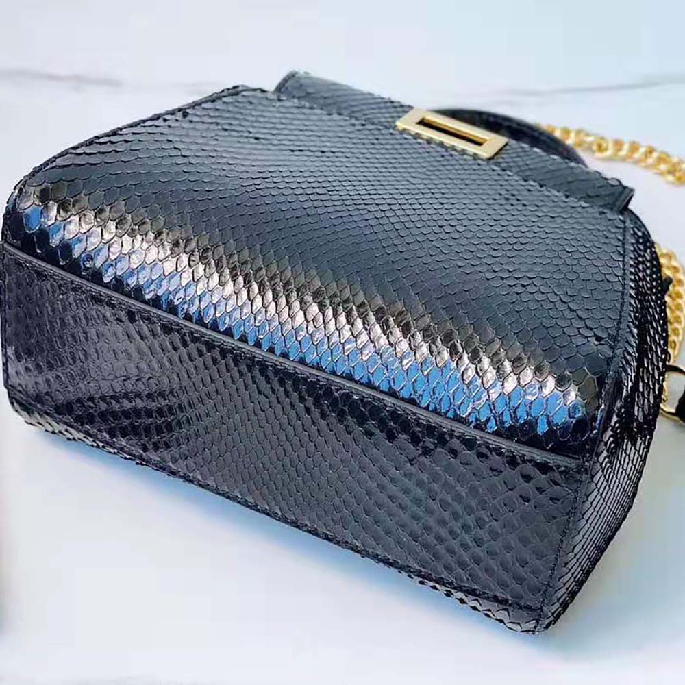 TÚI Fendi Women Peekaboo Iconic Mini Black Python Bag