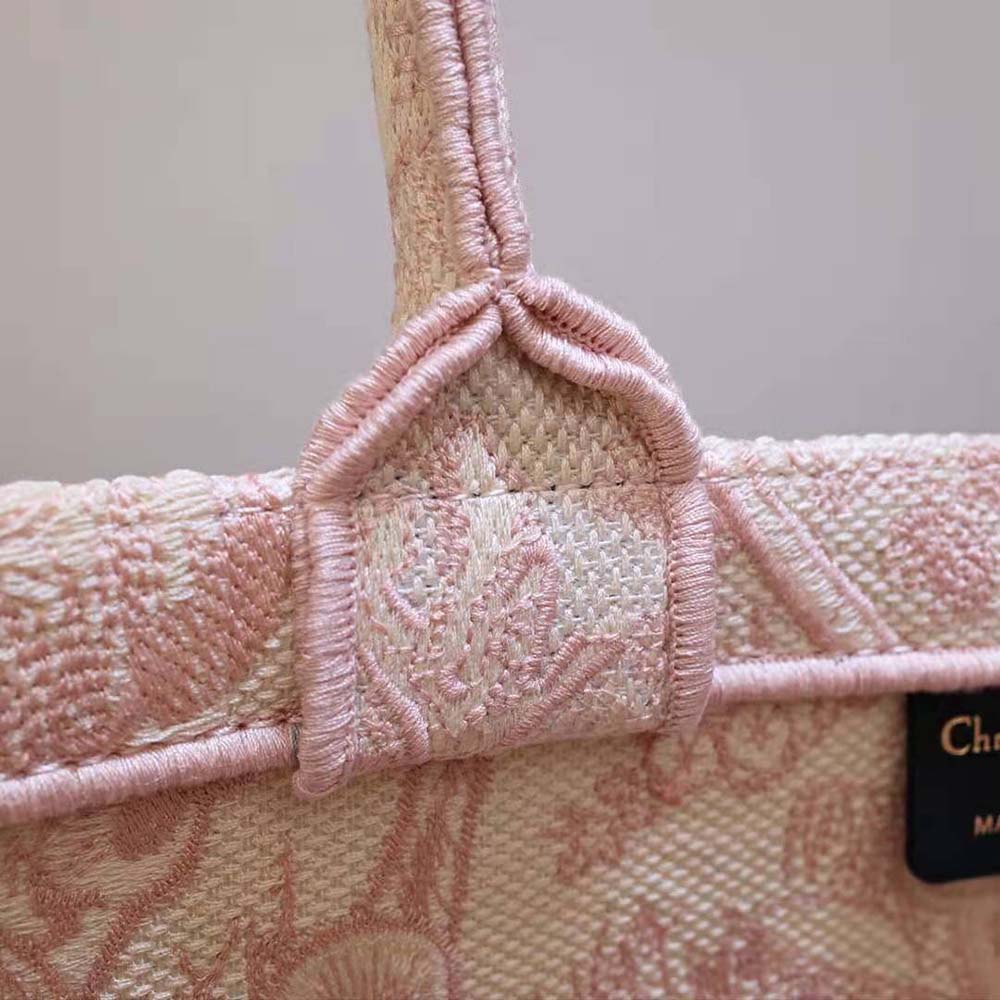 TÚI Dior Women Medium Lady D-lite Bag Pink D-Stripes Embroidery
