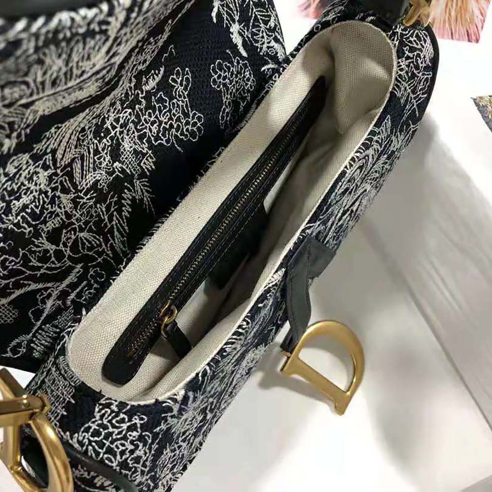 TÚI Dior Women Saddle Bag Toile DE Jouy Reverse Jacquard