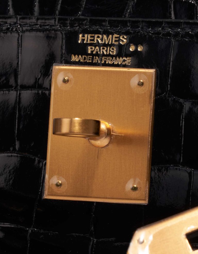 TÚI Hermès Kelly 28 Niloticus Crocodile Black Gold Buckle khóa vàng
