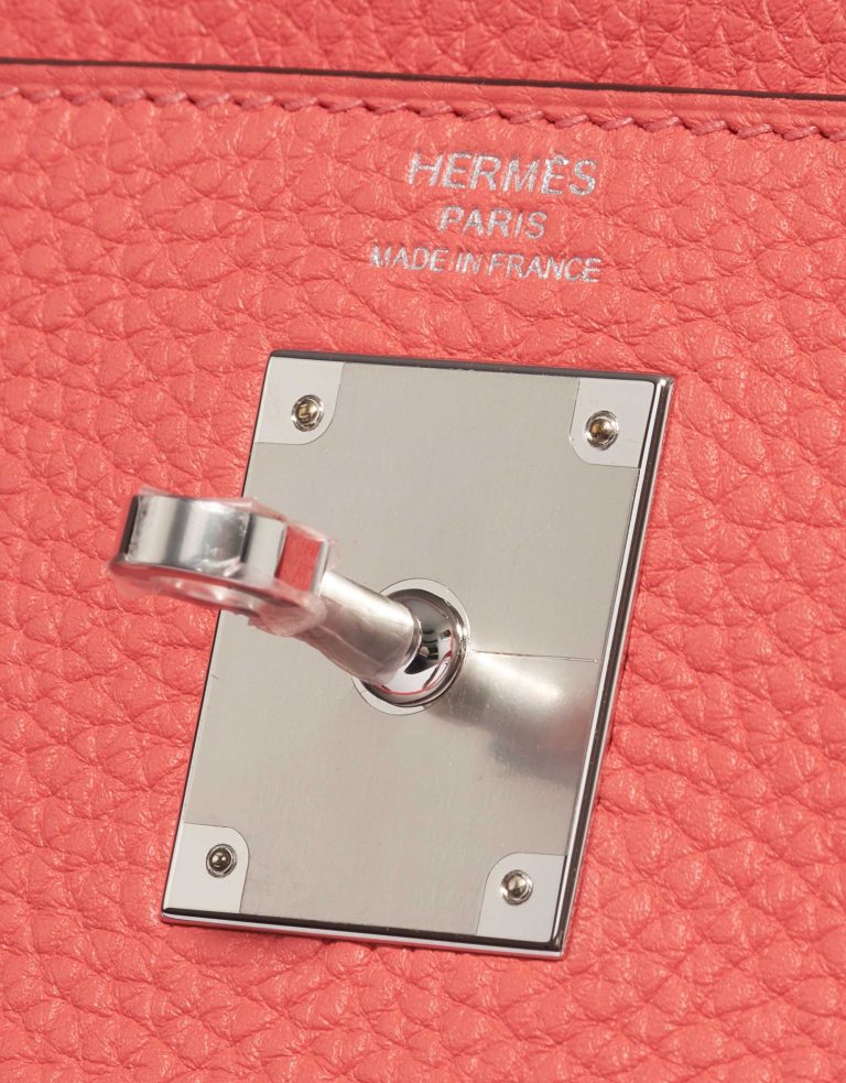 TÚI Hermès Kelly 28 Clemence Rose Texas Silver Buckle khóa trắng