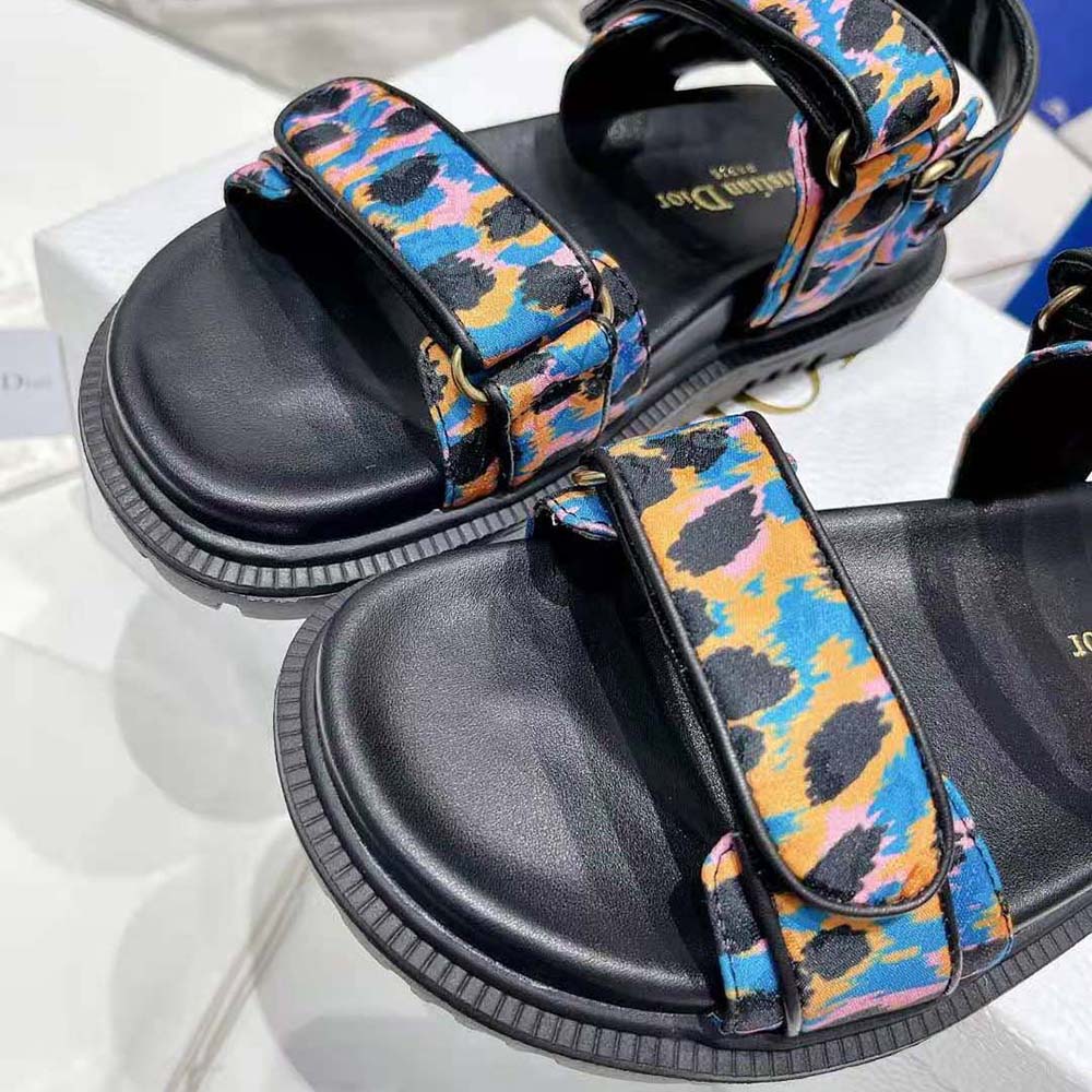 DÉP SANDAL DIOR Dioract Sandal Blue Multicolor Mizza Printed Silk