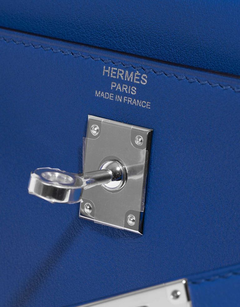 TÚI Hermès Kelly 25 Swift Blue France Silver Buckle khóa trắng