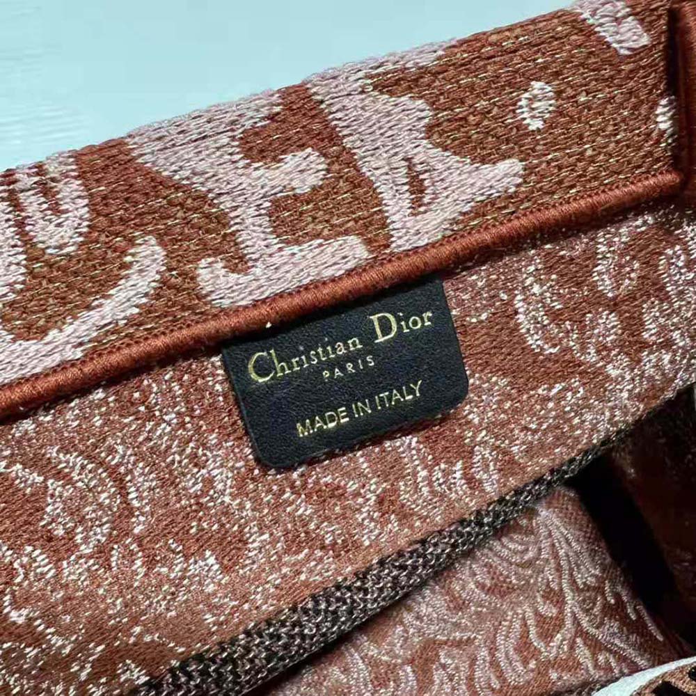 TÚI Christian Dior Book Tote Metallic Pink Dior Brocart Embroidery