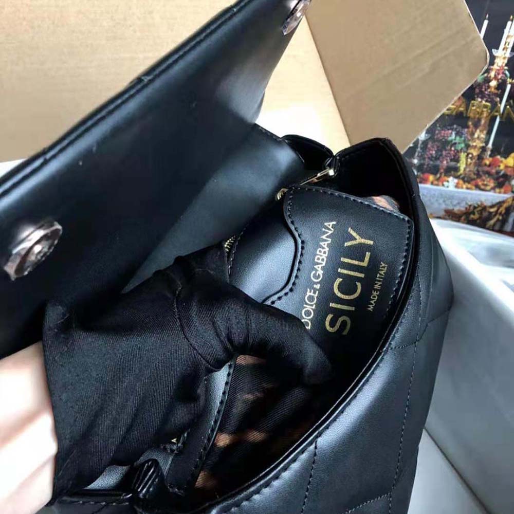 TÚI Dolce Gabbana D&G Women Medium Sicily Bag in Quilted Calfskin-Black