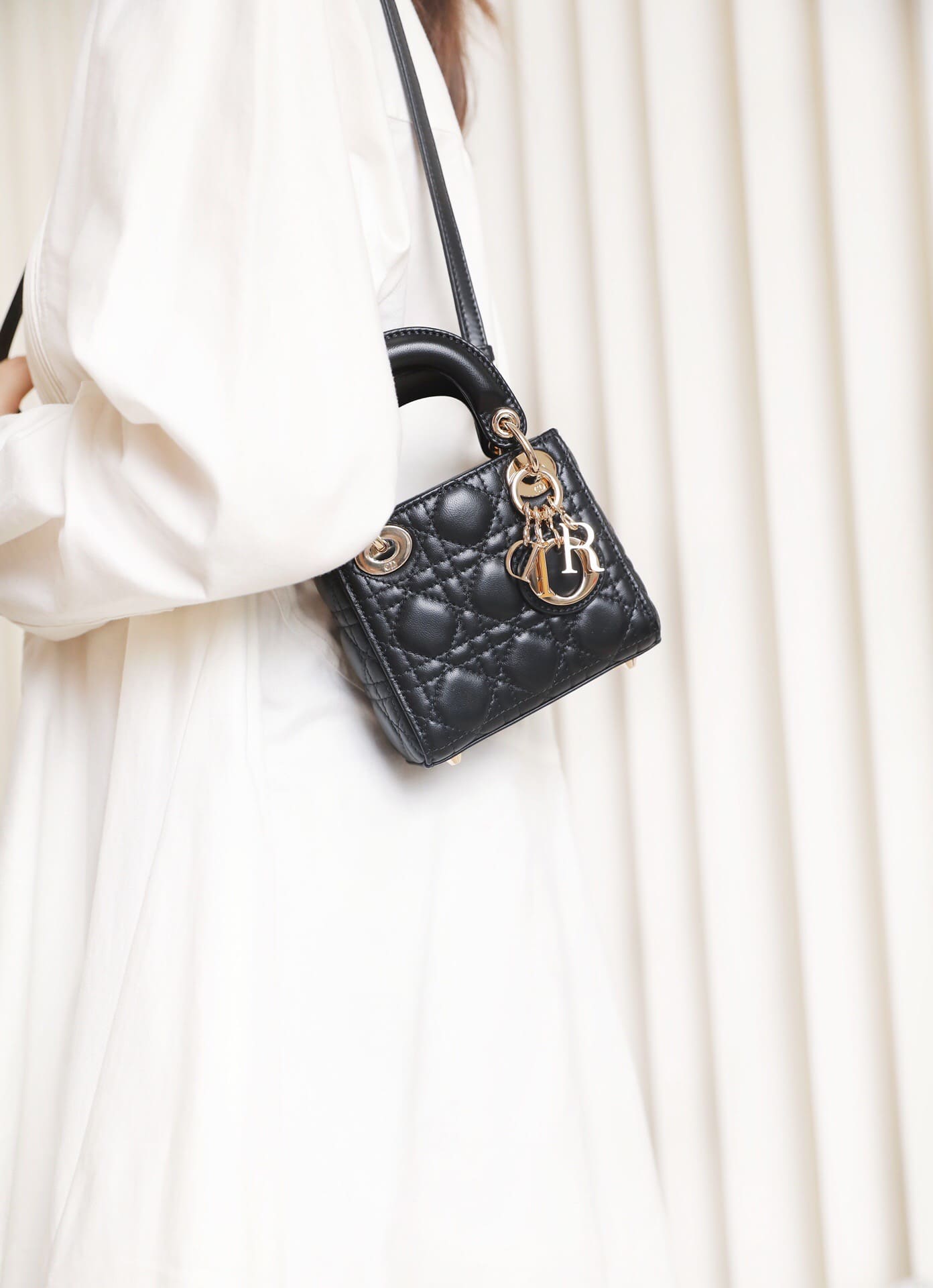 TÚI CHRISTIAN DIOR Women Micro Lady Dior Bag Black Cannage Lambskin Top Quality