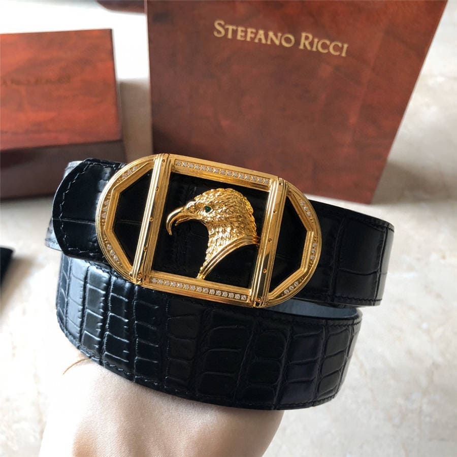 DÂY LƯNG STEFANO RICCI CROCODILE LEATHER DA CÁ SẤU Belt Khóa vàng