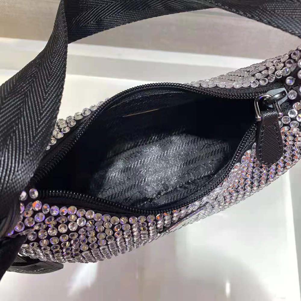 TÚI Prada Duchesse and Crystal Mini-Bag-Black