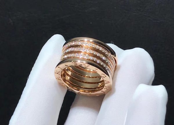 Nhẫn BVLGARI B.zero1 Kim cương 4 vòng vàng hồng 18K