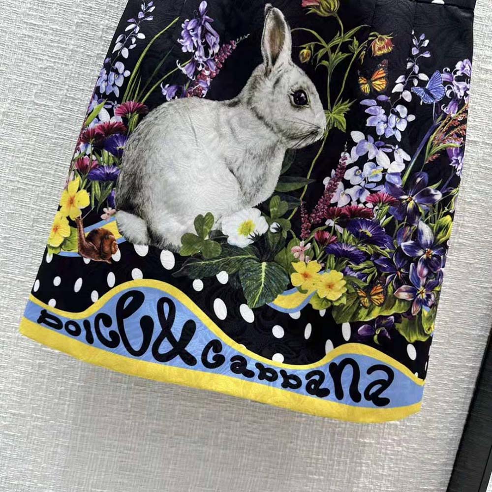 Chân váy Dolce Gabbana D&G Rabbit-Print Brocade Miniskirt