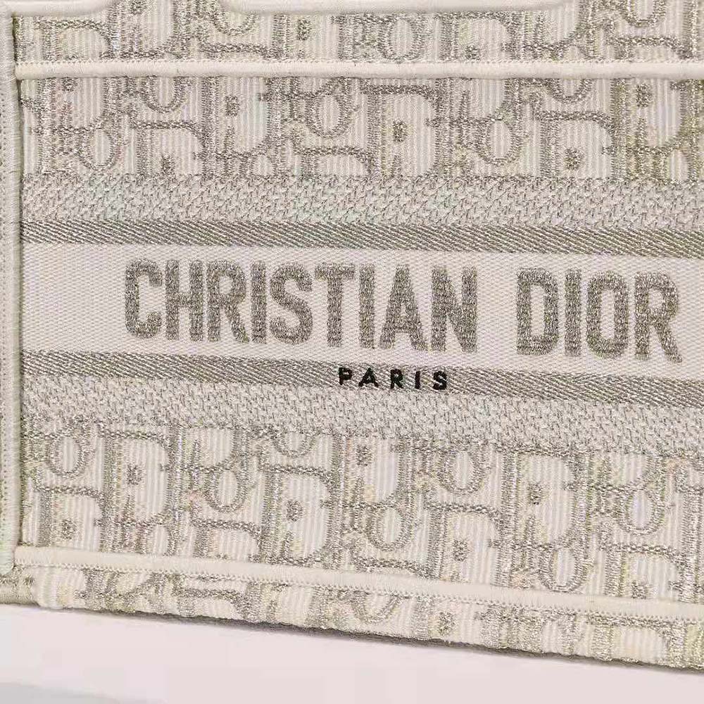 TÚI Dior Women Mini Dior Book Tote Gold-Tone Dior Oblique Embroidery