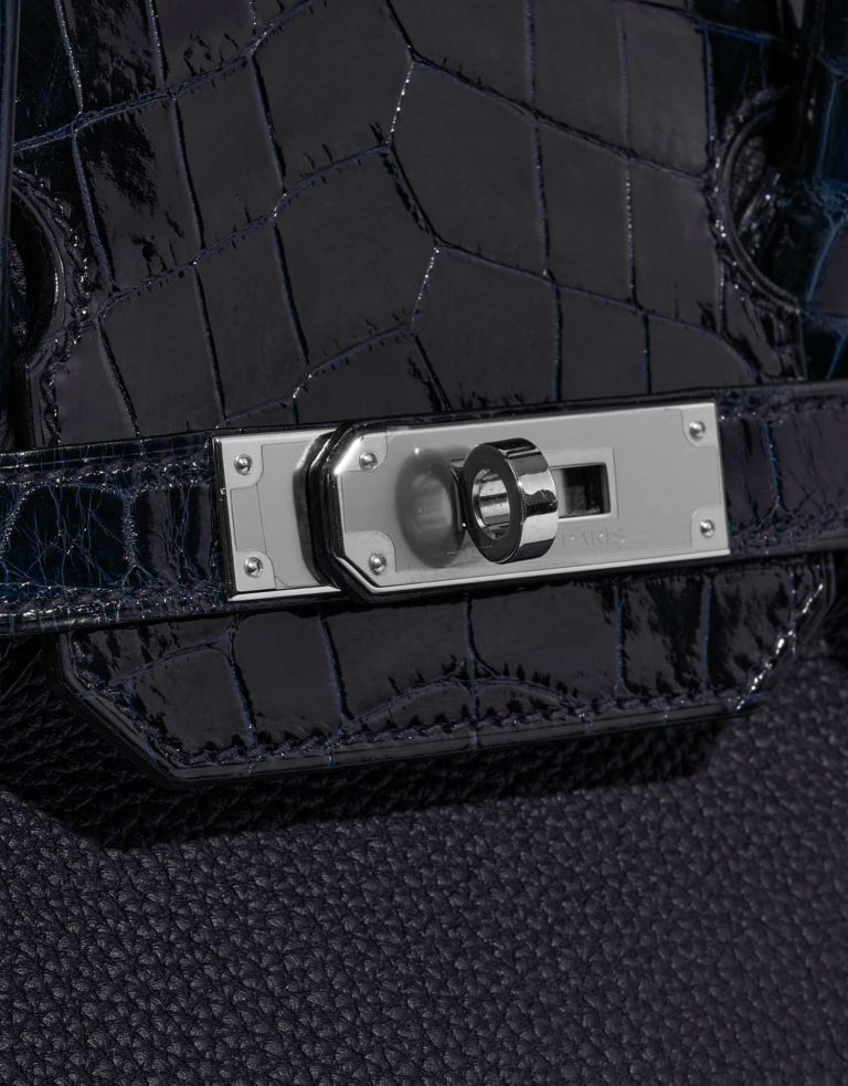TÚI Hermès Birkin Touch 30 Togo Niloticus Crocodile Shiny Blue Nuit Blue Baltique