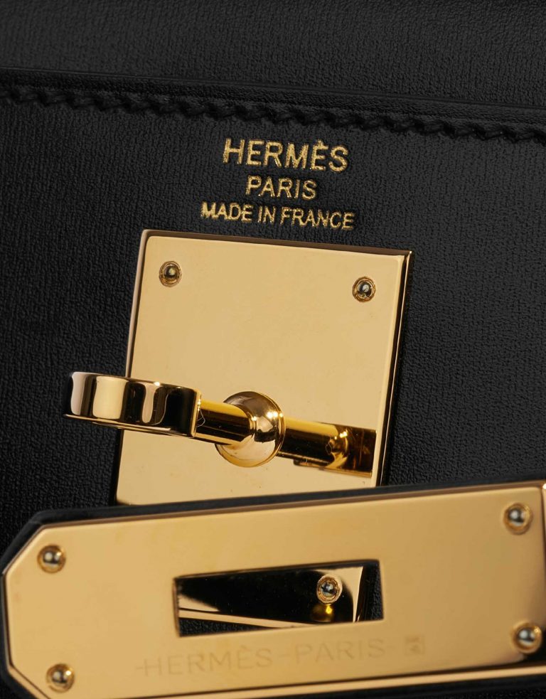 TÚI Hermès Kelly 28 Box Black Gold Buckle khóa vàng