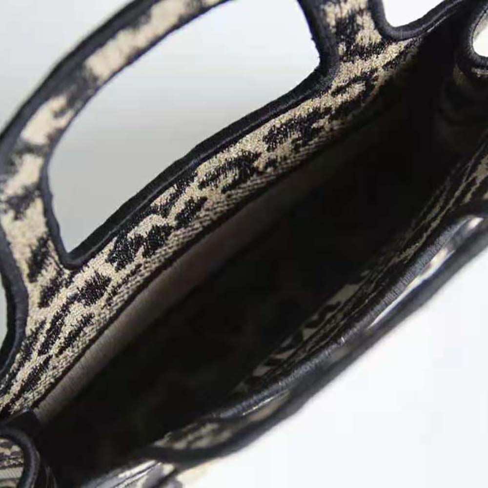 TÚI Dior Women Mini Dior Book Tote Beige Multicolor Mizza Embroidery