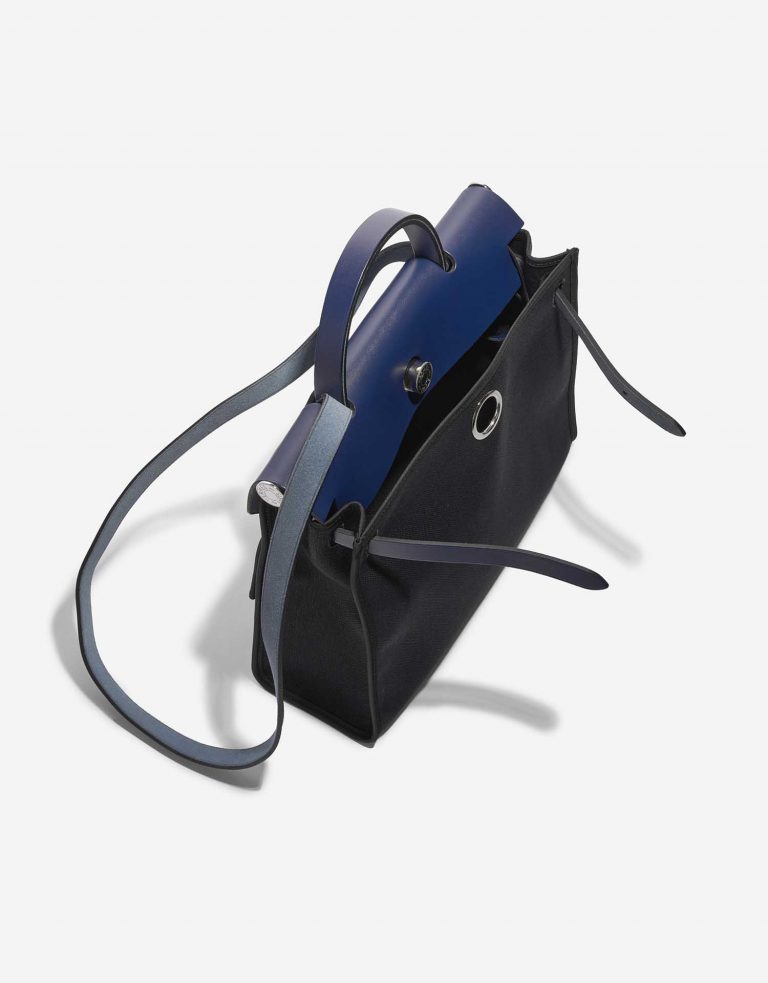 TÚI Hermès Herbag 31 Vache Hunter Toile Militaire Noir Bleu Saphir