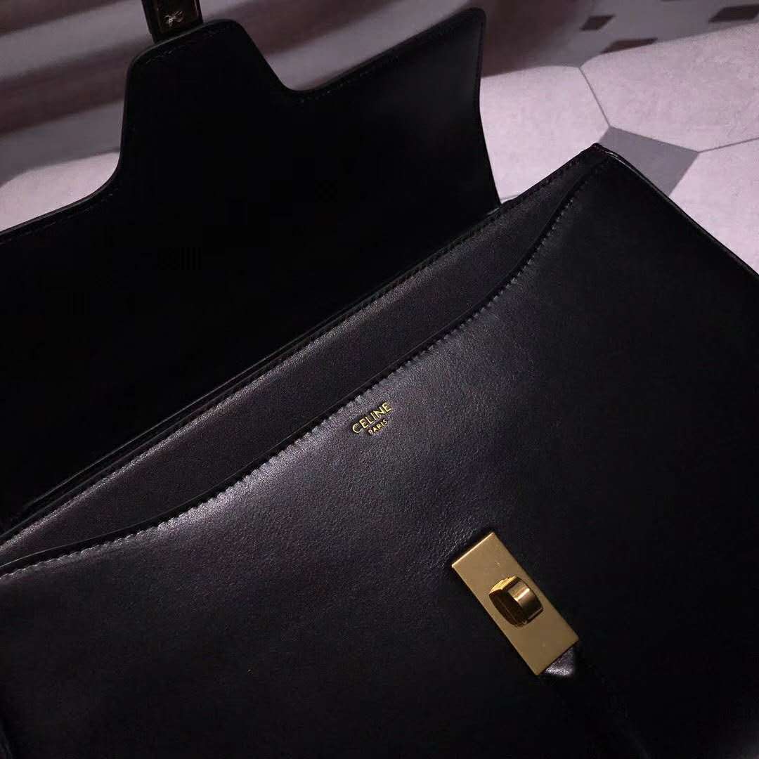 TÚI Celine Women Medium16 Bag in Satinated Calfskin-Black