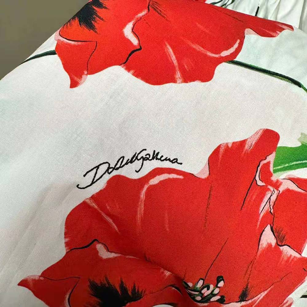 VÁY Dolce Gabbana D&G Women Poppy-Print Poplin Dress with Circle Skirt