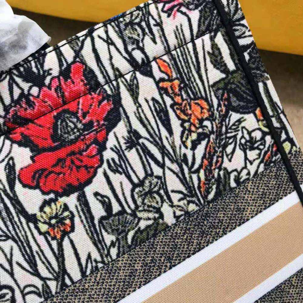 TÚI Dior Women Small Dior Book Tote Multicolor Mille Fleurs Embroidery
