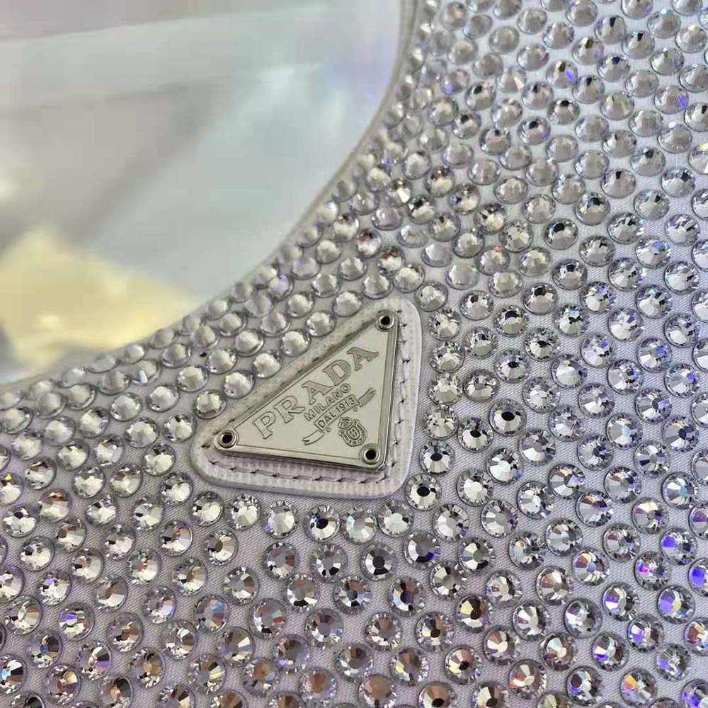 TÚI Prada Satin Mini-Bag with Artificial Crystals-White