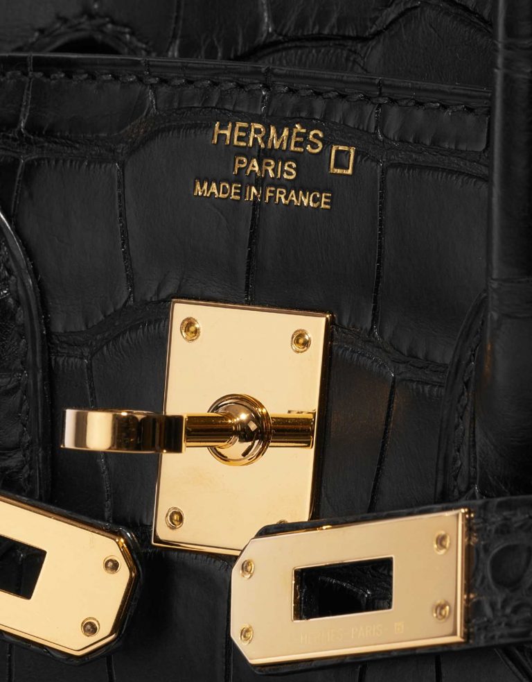 TÚI Hermès Birkin 25 Matte Alligator Black Gold Buckle khóa vàng