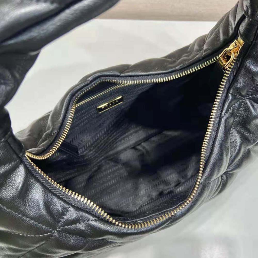 TÚI Prada Large Topstitched Nappa-Leather Bag-Black
