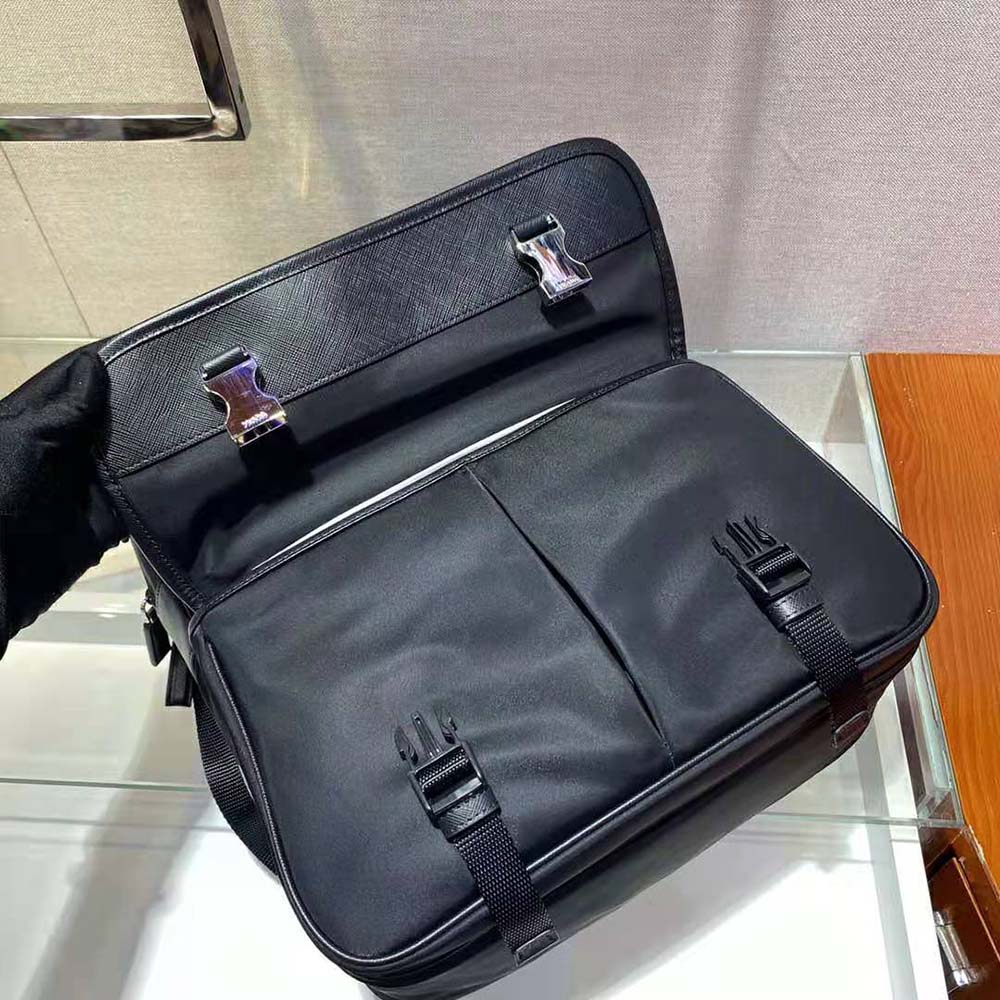 BALO Prada Fabric Backpack Accented with Fine Saffiano Leather Trim