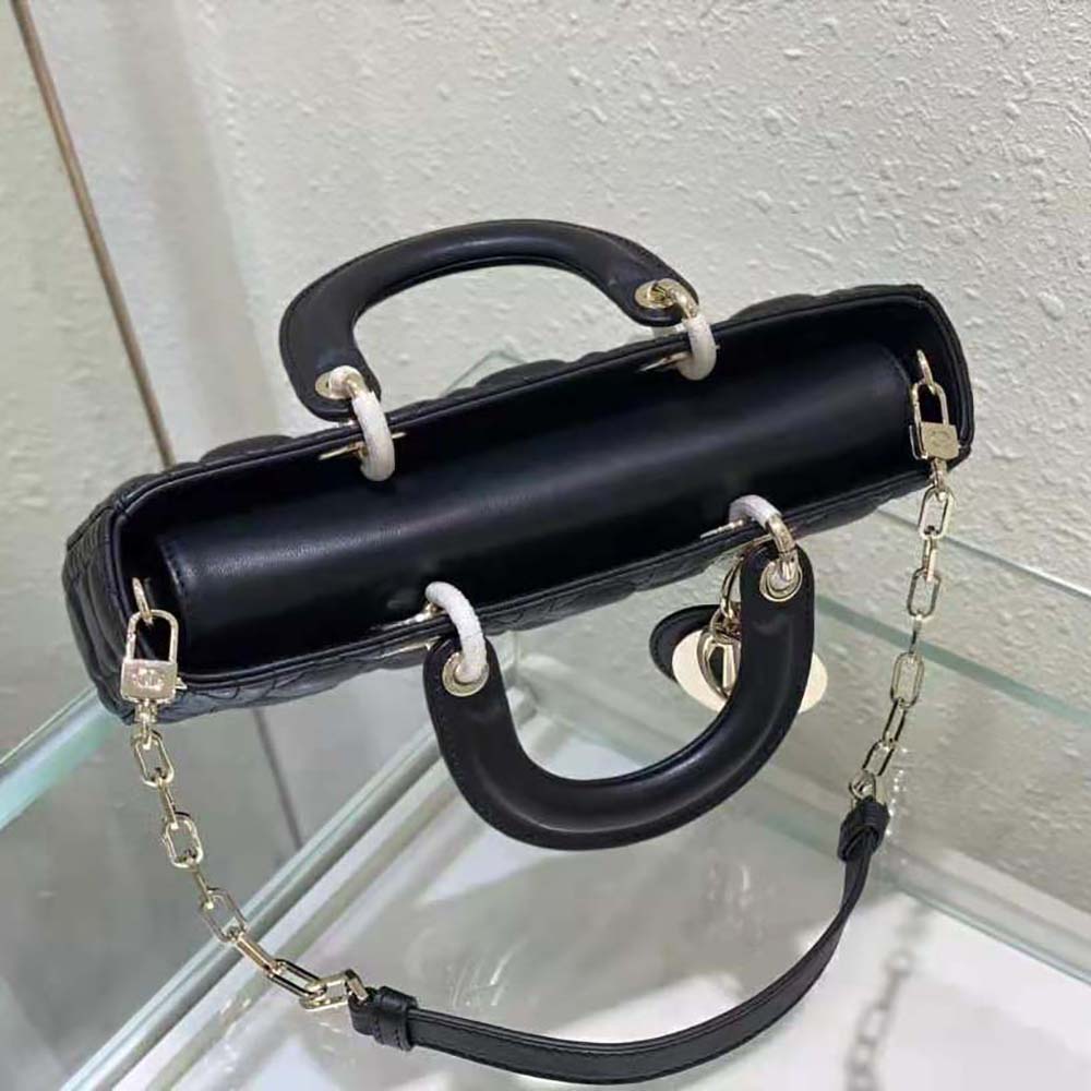 TÚI Dior Women Lady D-Joy Bag Black Cannage Lambskin