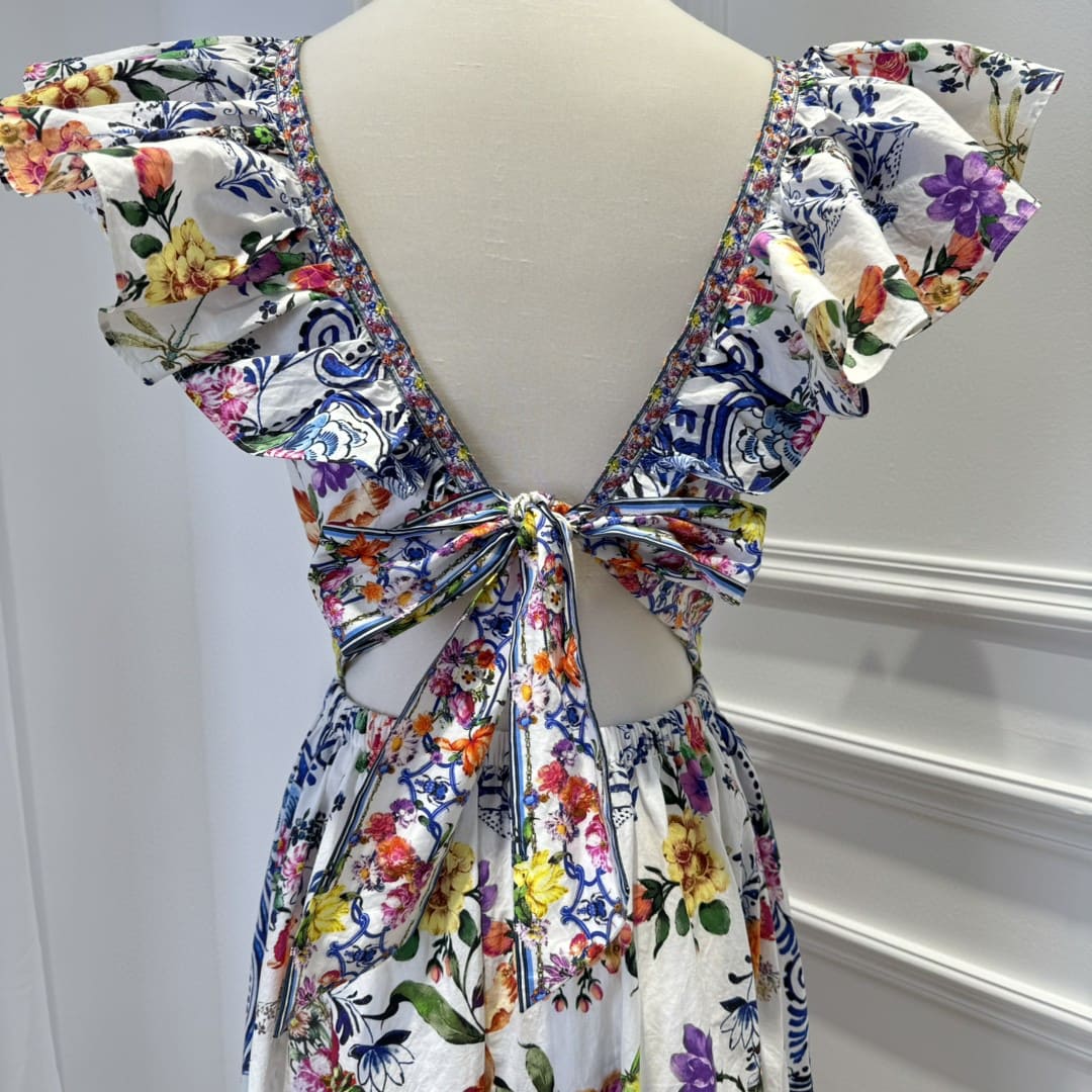 VÁY CAMILLA V NECK DIAMOND BUTTERFLY MID DRESS High Classy