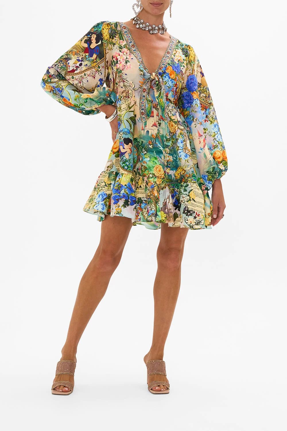 VÁY CAMILLA DISNEY Embellished V-Neck Mid Dress High Classy