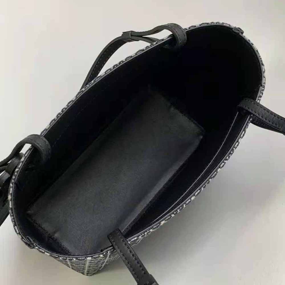 TÚI Loewe Square Tote Bag in Anagram Jacquard and Calfskin-Black