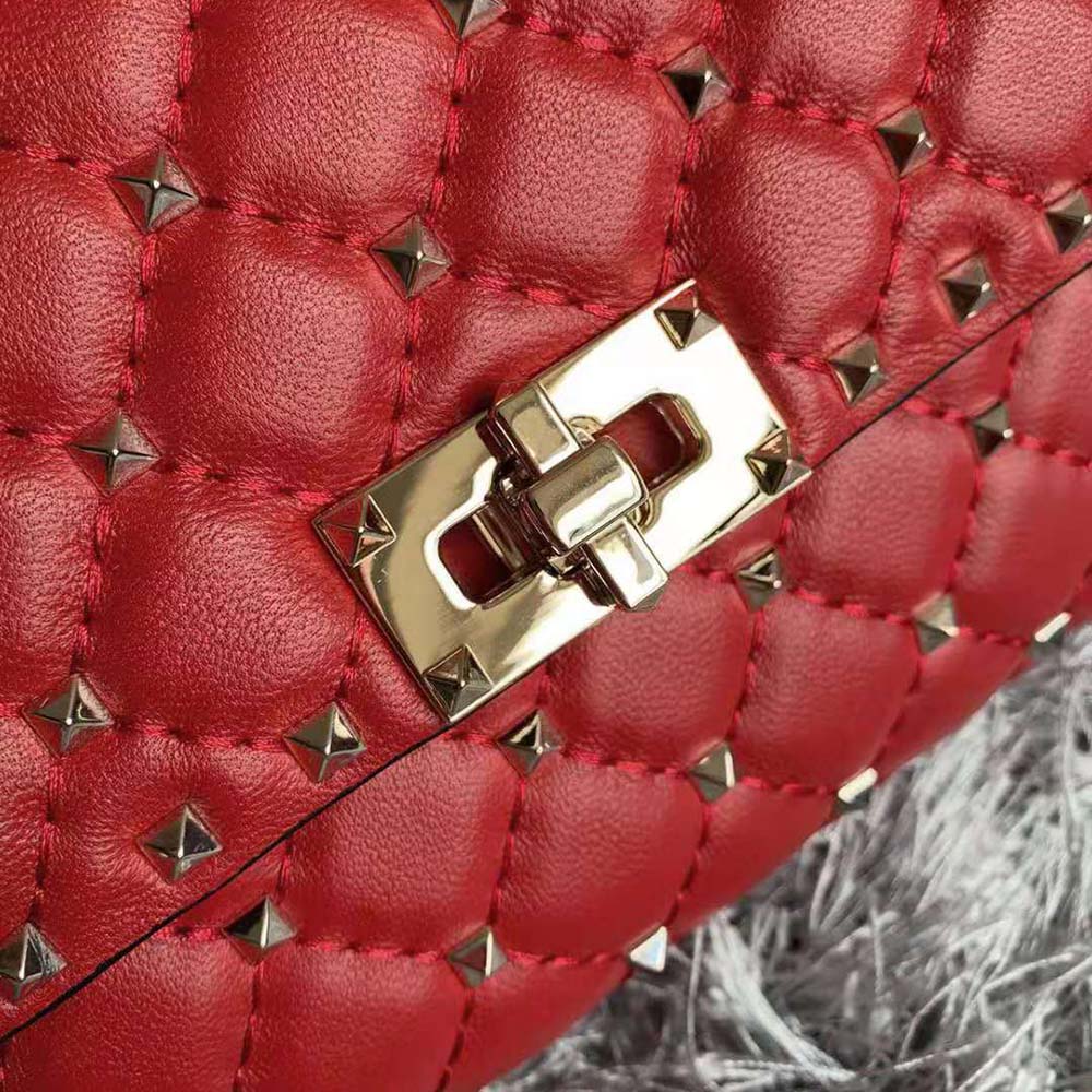 TÚI Valentino Rockstud Spike Nappa Leather crossbody Clutch Bag-Red