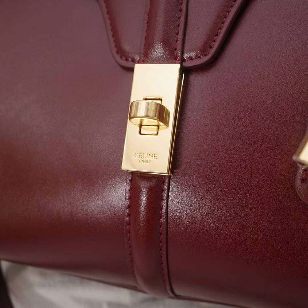 TÚI Celine Women Small 16 Bag in Satinated Calfskin-Maroon