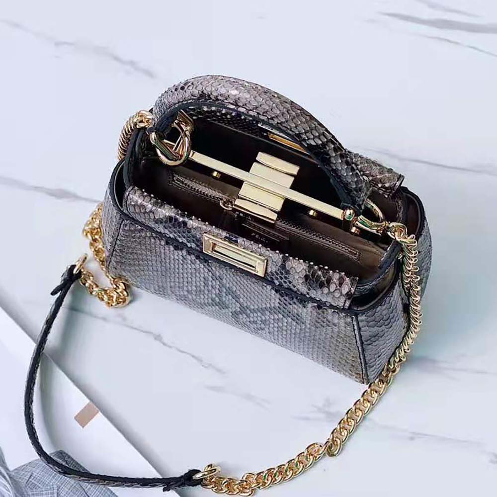 TÚI Fendi Women Peekaboo Iconic Mini Gray Python Bag