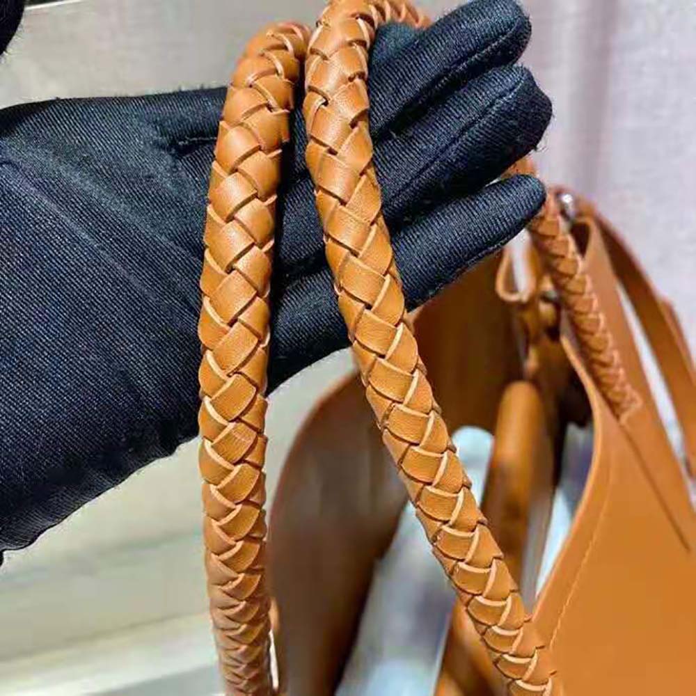 TÚI Prada Double Medium Leather Handbag-Brown