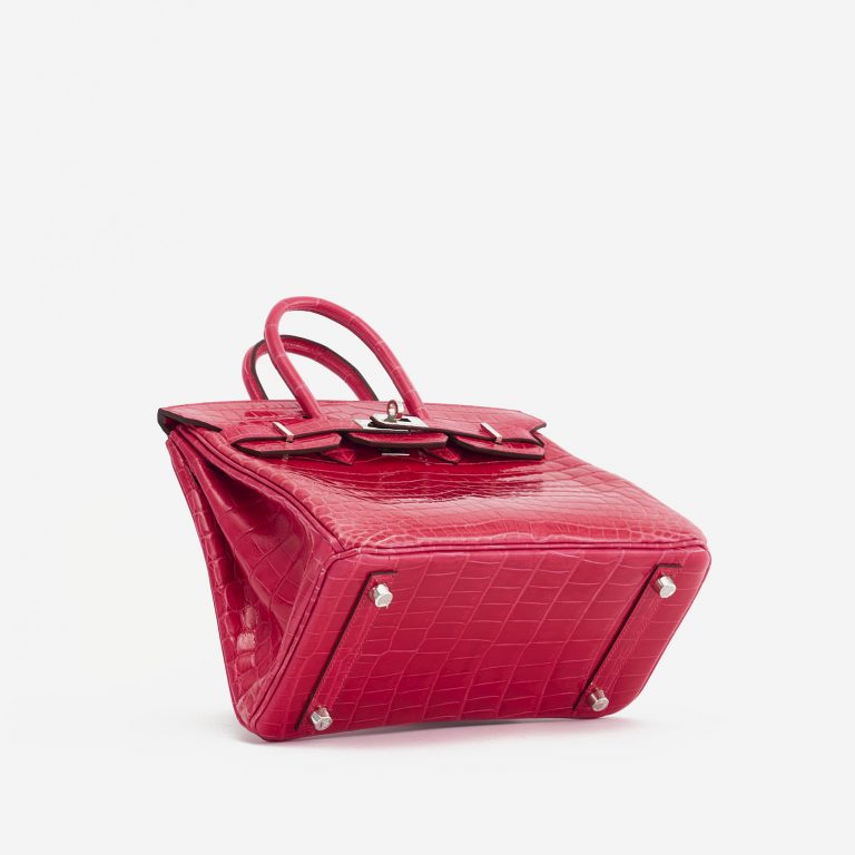 TÚI Hermès Birkin 25 Niloticus Crocodile Lisse Rose Extreme Silver Buckle khóa trắng